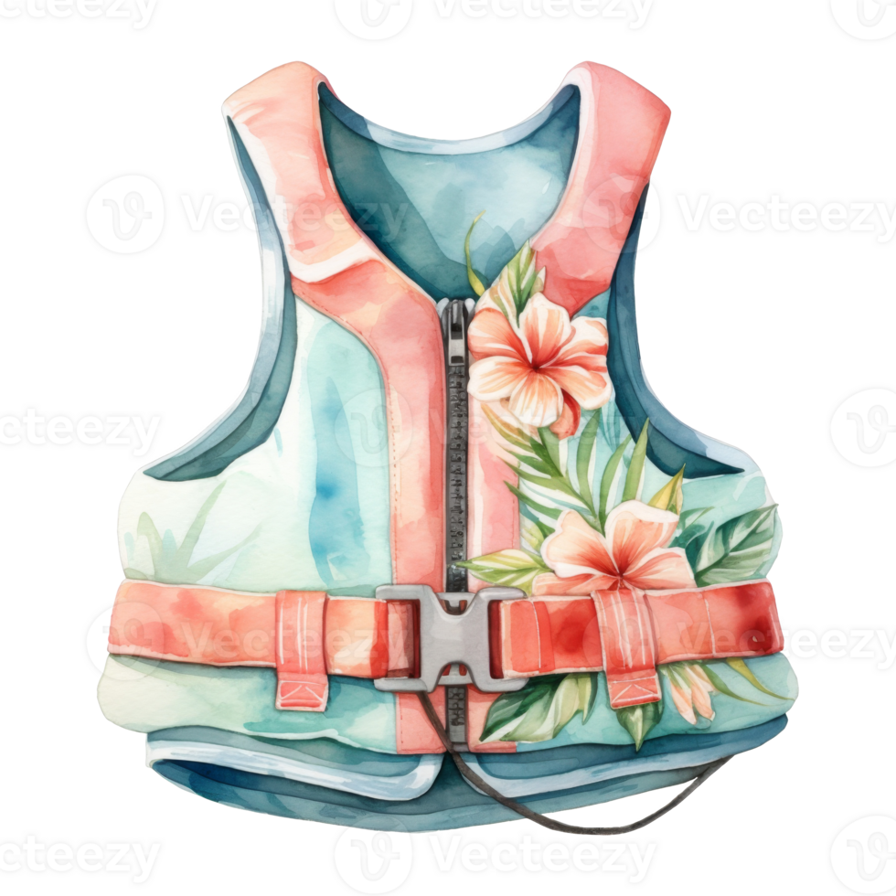 Life Vest Isolated Detailed Watercolor Hand Drawn Painting Illustration png