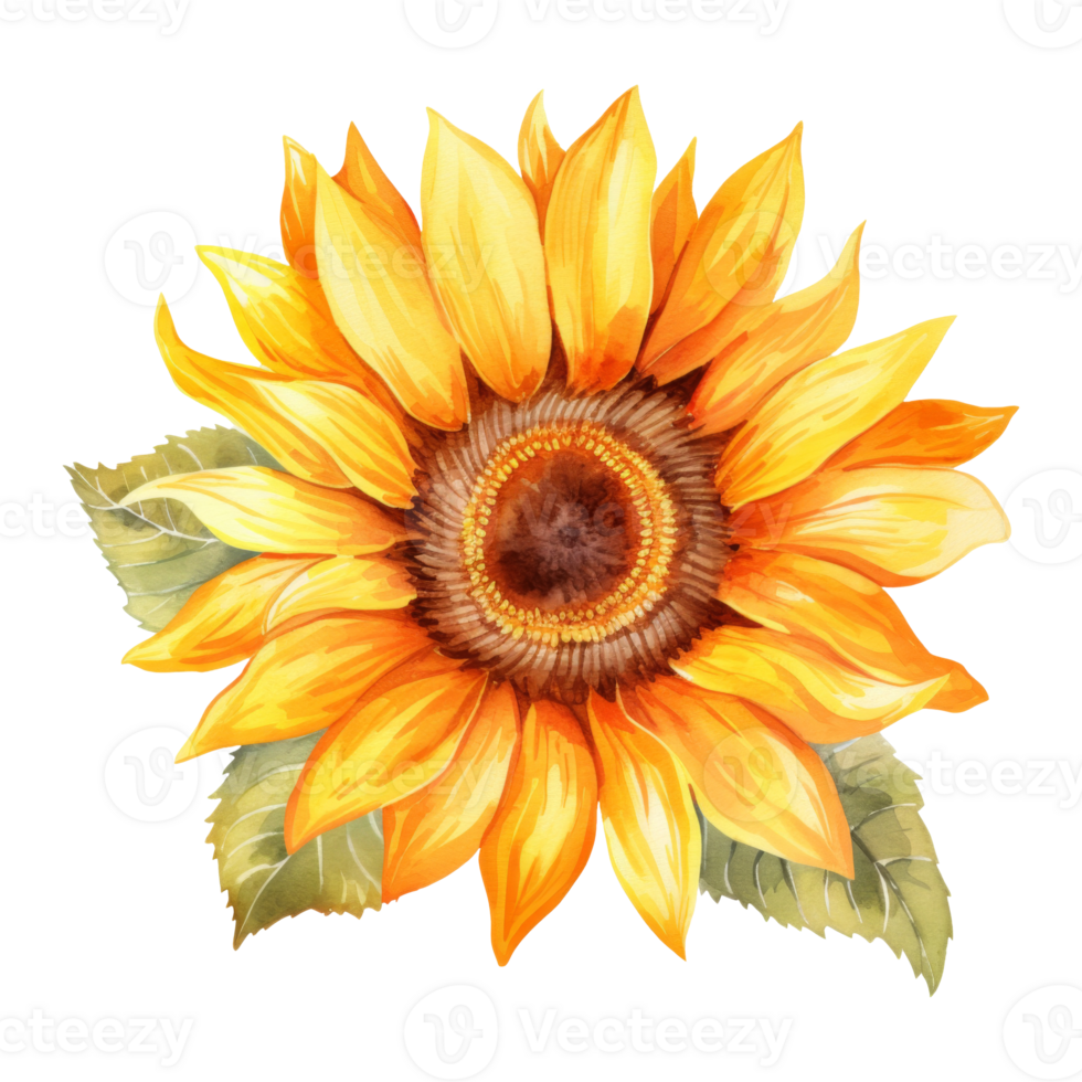 zonnebloem geïsoleerd gedetailleerd waterverf hand- getrokken schilderij illustratie png