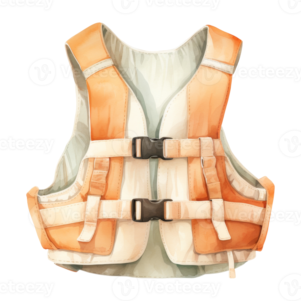 Life Vest Isolated Detailed Watercolor Hand Drawn Painting Illustration png