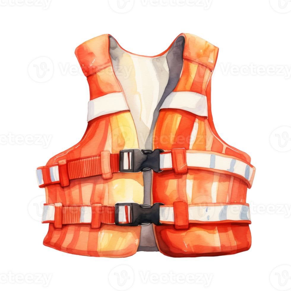 Life Vest Isolated Detailed Watercolor Hand Drawn Painting Illustration png