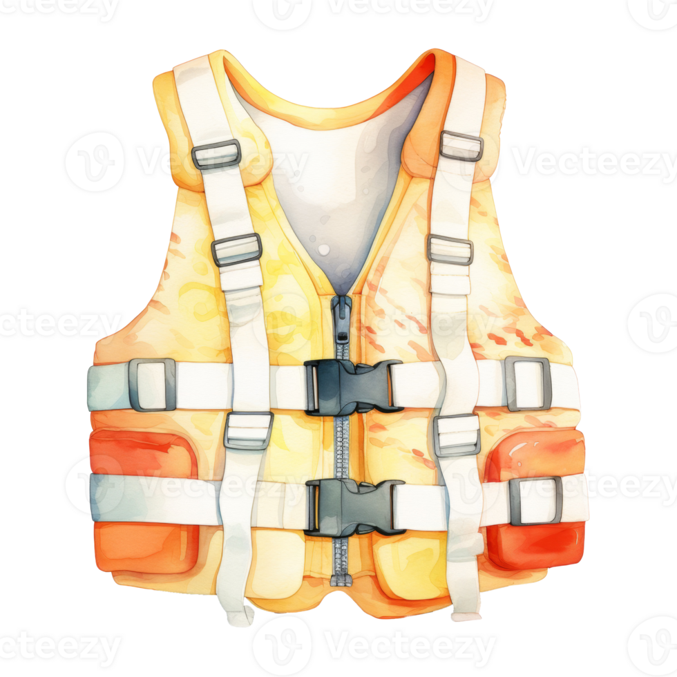 Life Vest Isolated Detailed Watercolor Hand Drawn Painting Illustration png