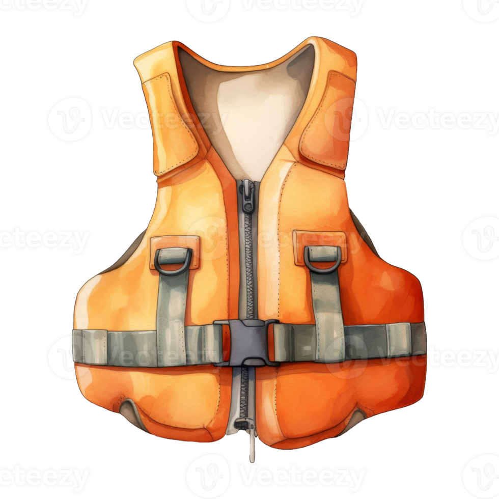 Life Vest Isolated Detailed Watercolor Hand Drawn Painting Illustration png