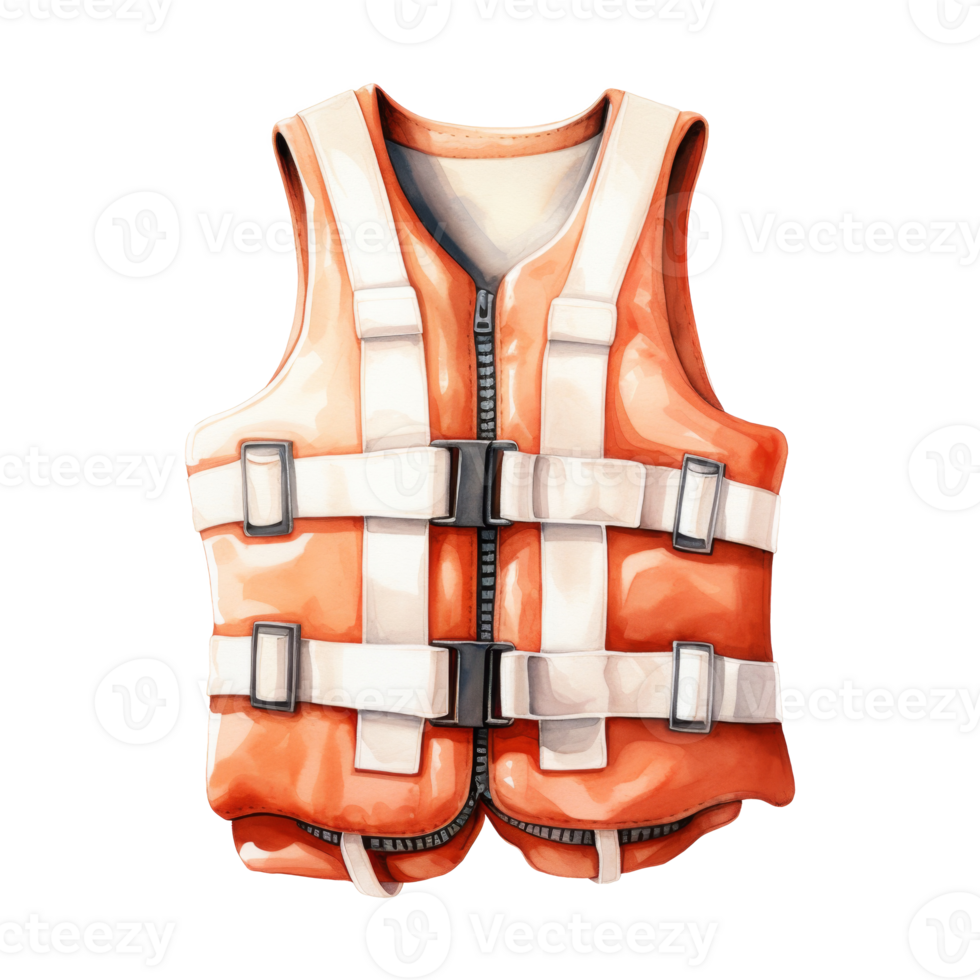 Life Vest Isolated Detailed Watercolor Hand Drawn Painting Illustration png