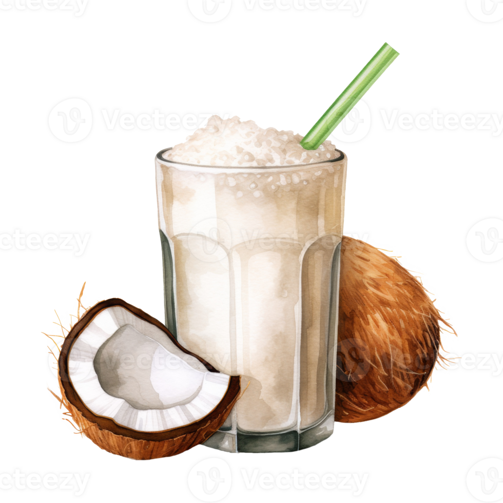 Coconut Drink Isolated Detailed Watercolor Hand Drawn Painting Illustration png