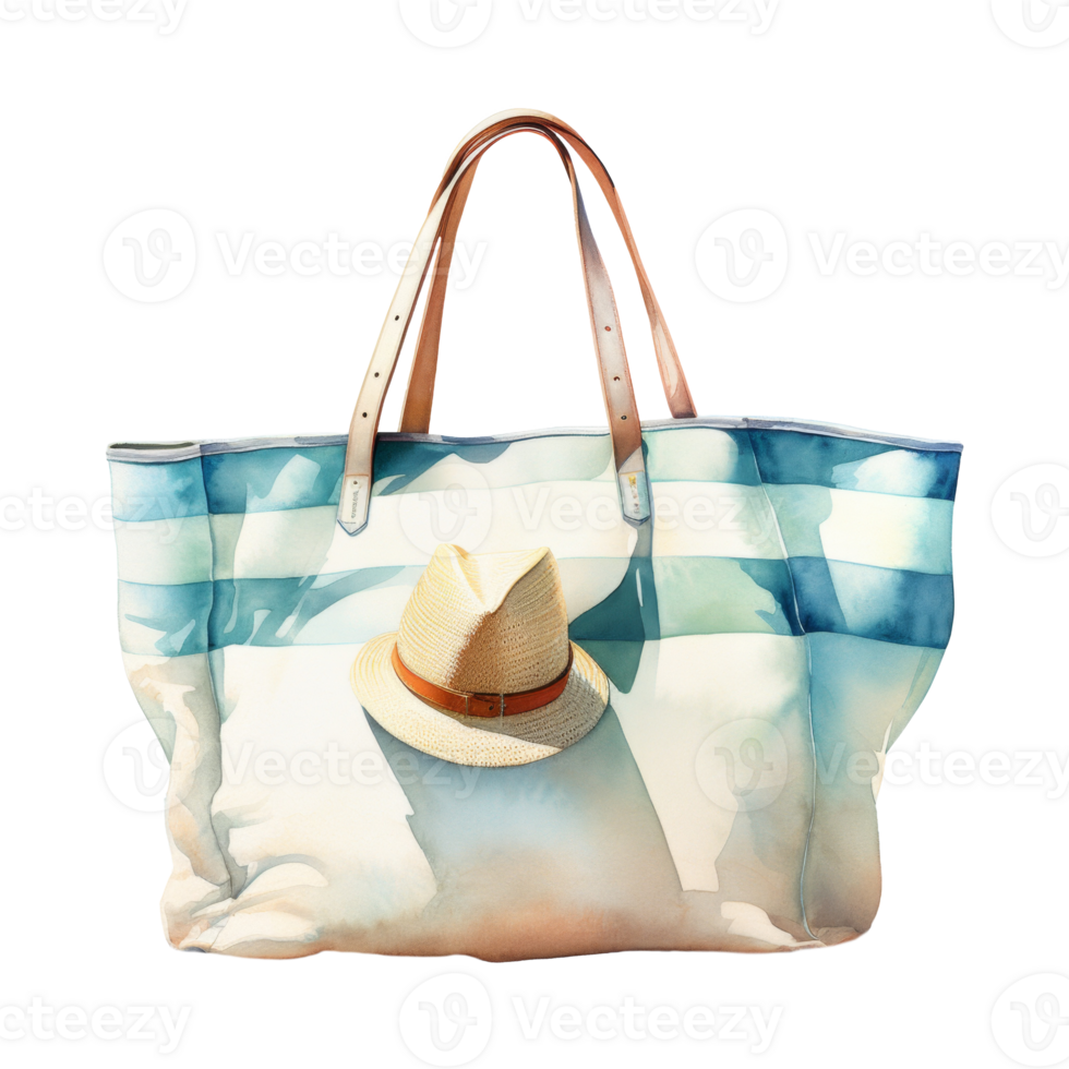 Beach Bag Isolated Detailed Watercolor Hand Drawn Painting Illustration png