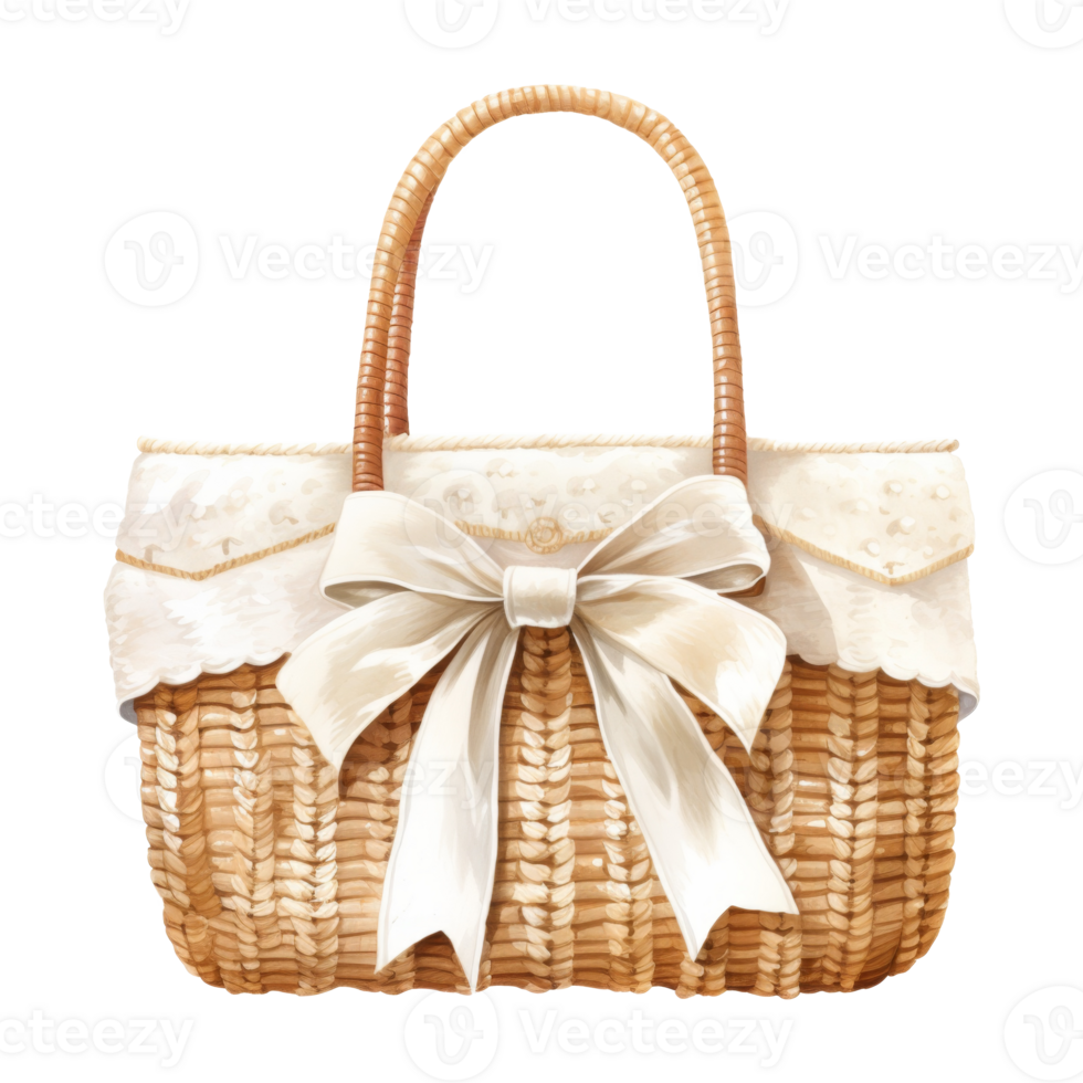 Straw Bag Isolated Detailed Watercolor Hand Drawn Painting Illustration png