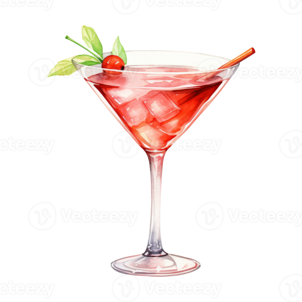 Martini Cocktail Isolated Detailed Watercolor Hand Drawn Painting Illustration png