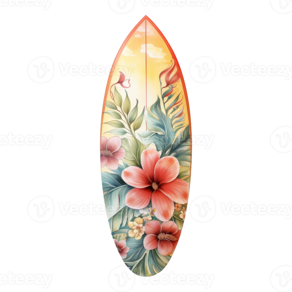 Surfboard Isolated Detailed Watercolor Hand Drawn Painting Illustration png