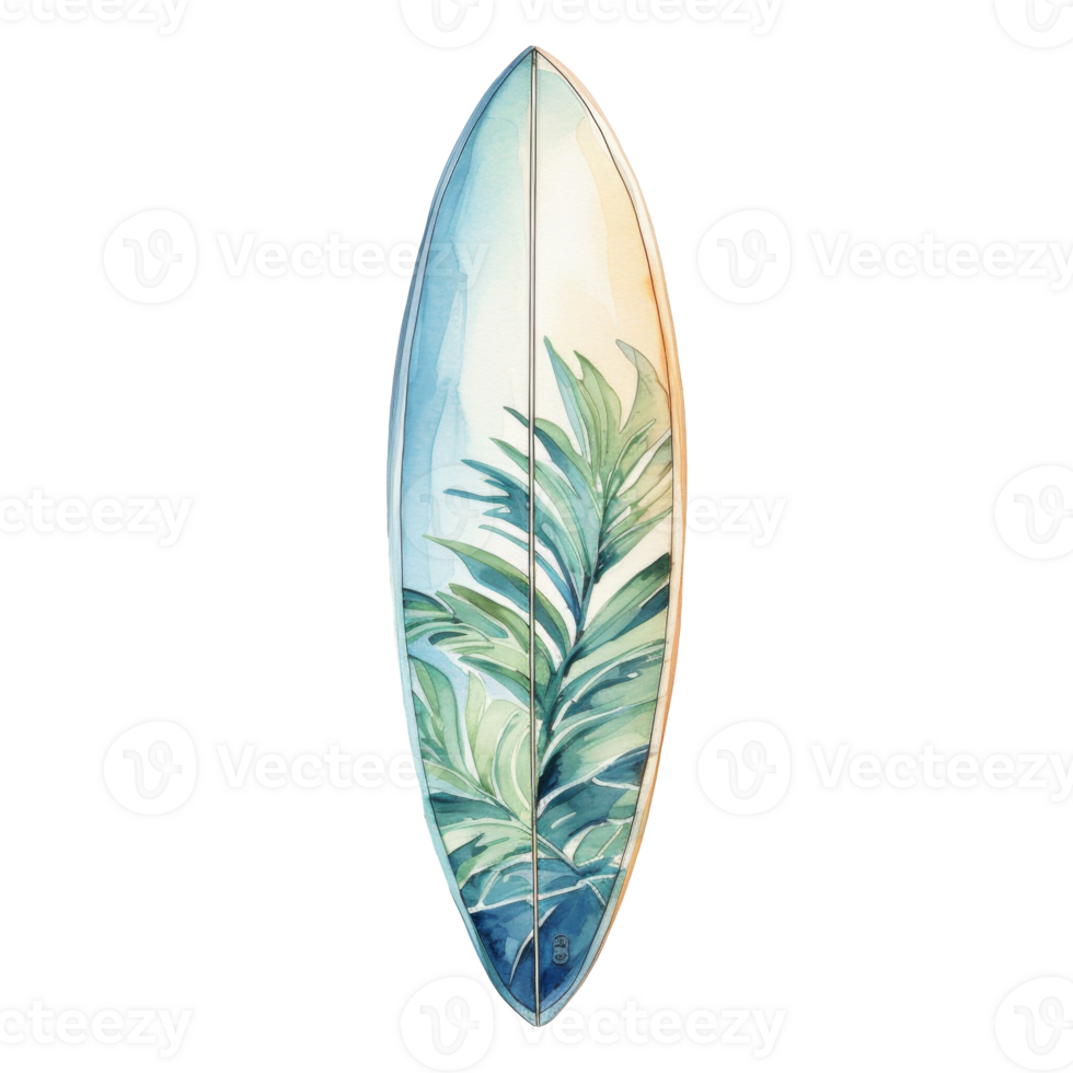 Surfboard Isolated Detailed Watercolor Hand Drawn Painting Illustration png