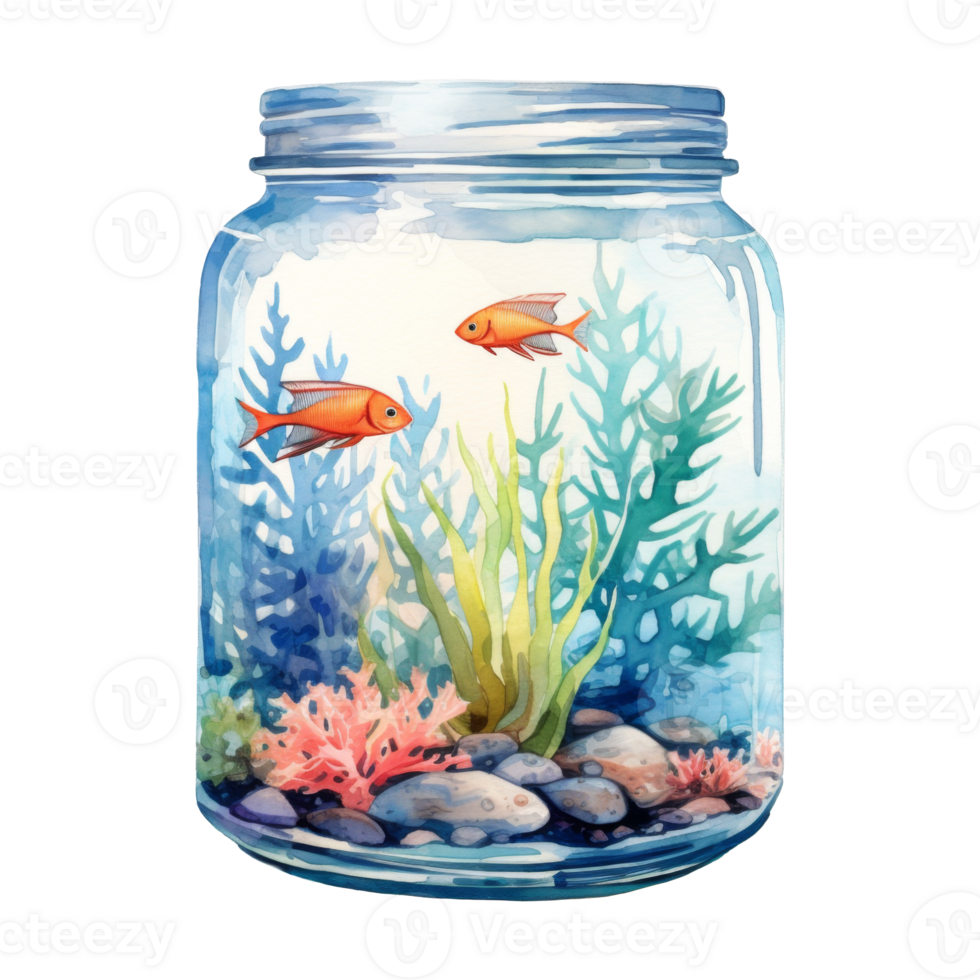 mini aquarium Isolated Detailed Watercolor Hand Drawn Painting Illustration png