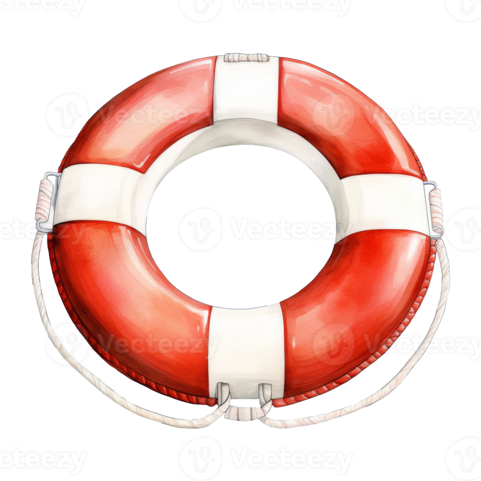 Lifebuoy Isolated Detailed Watercolor Hand Drawn Painting Illustration png