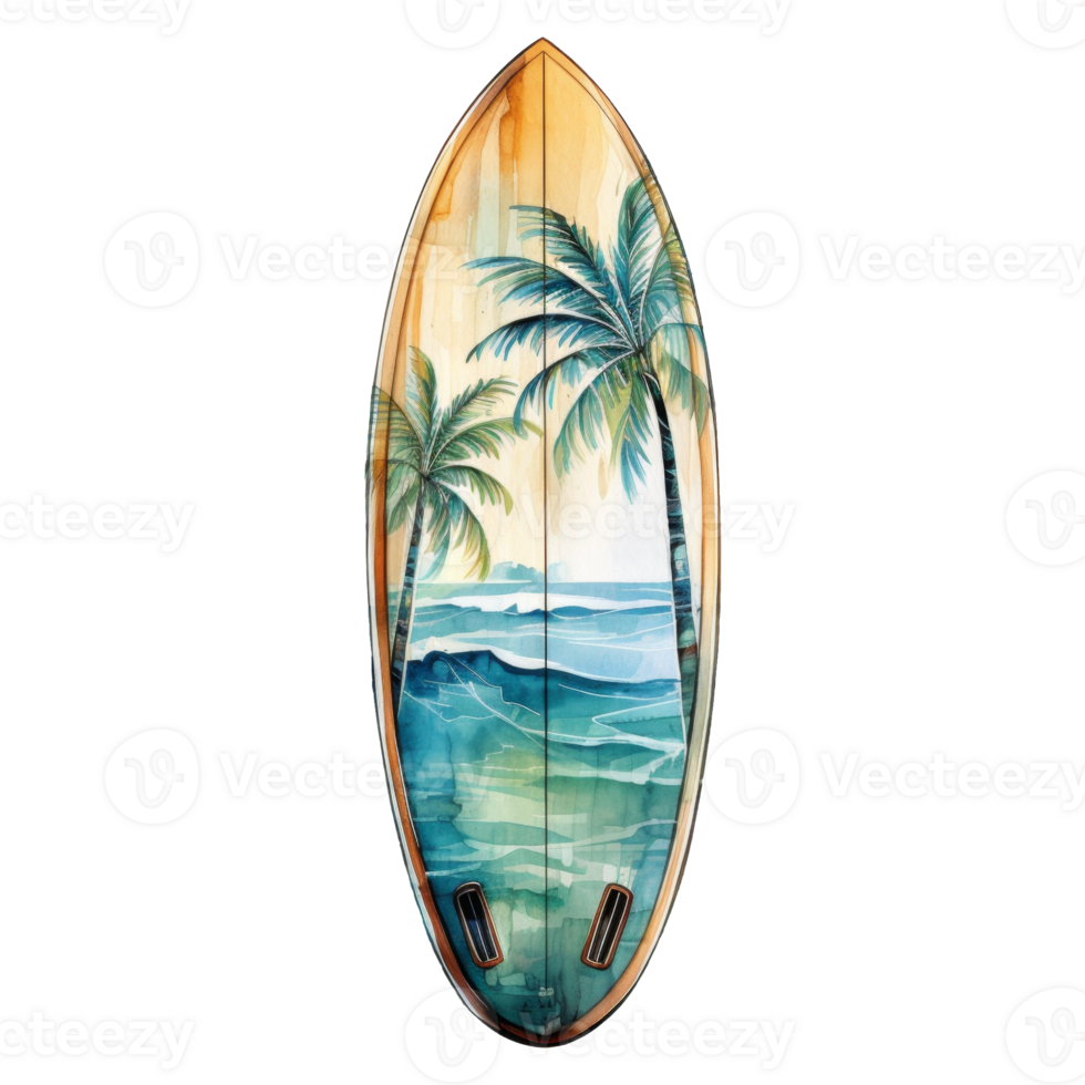 Surfboard Isolated Detailed Watercolor Hand Drawn Painting Illustration png