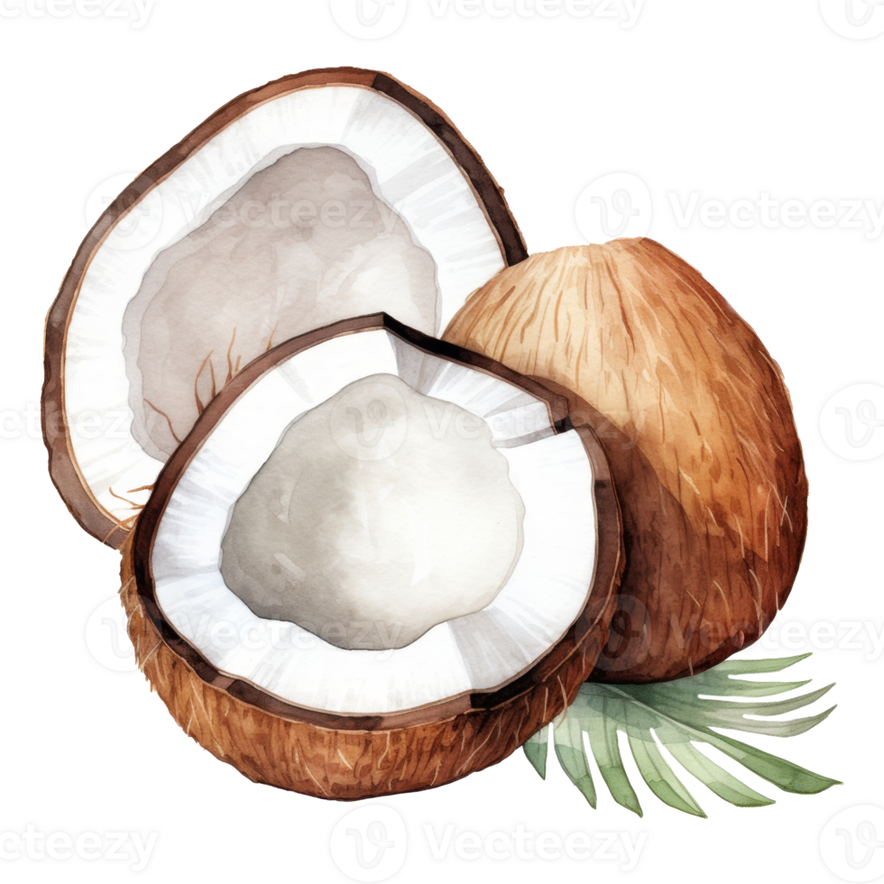 coconut Isolated Detailed Watercolor Hand Drawn Painting Illustration png