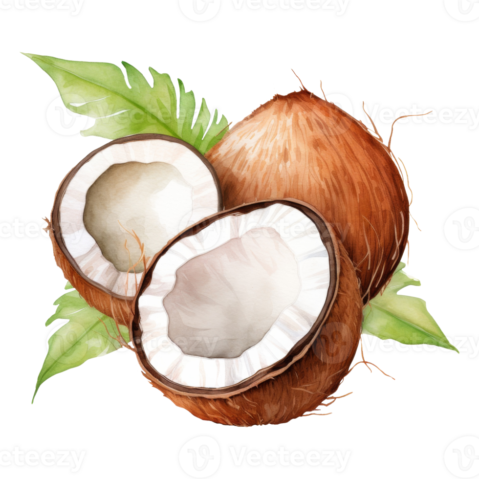 coconut Isolated Detailed Watercolor Hand Drawn Painting Illustration png