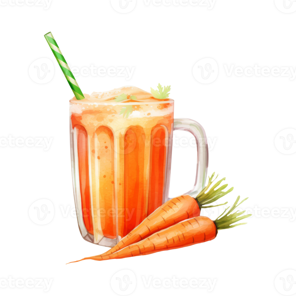 carrot juice Isolated Detailed Watercolor Hand Drawn Painting Illustration png