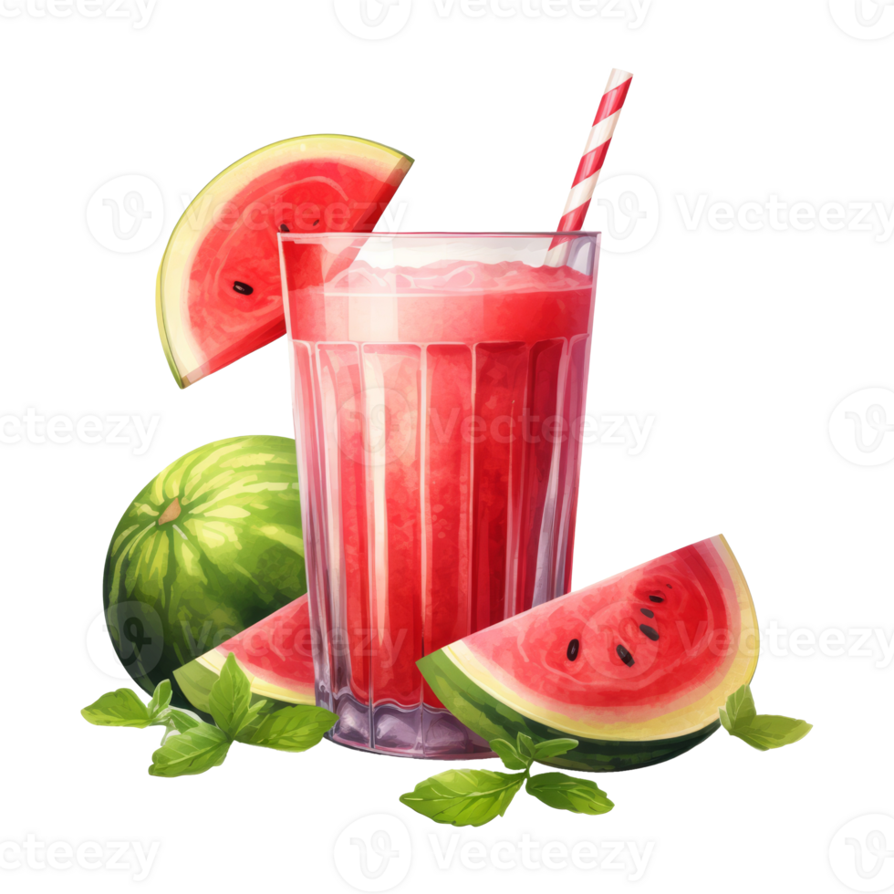 watermelon juice Isolated Detailed Watercolor Hand Drawn Painting Illustration png