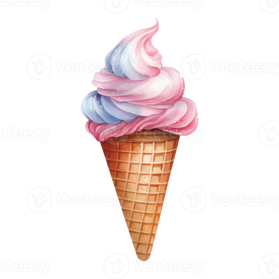 Ice cream cone Isolated Detailed Watercolor Hand Drawn Painting Illustration png