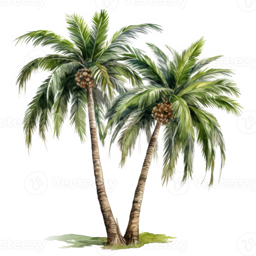 Palm tree Isolated Detailed Watercolor Hand Drawn Painting Illustration png