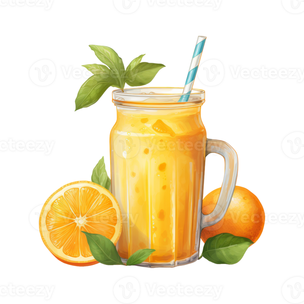 orange juice Isolated Detailed Watercolor Hand Drawn Painting Illustration png