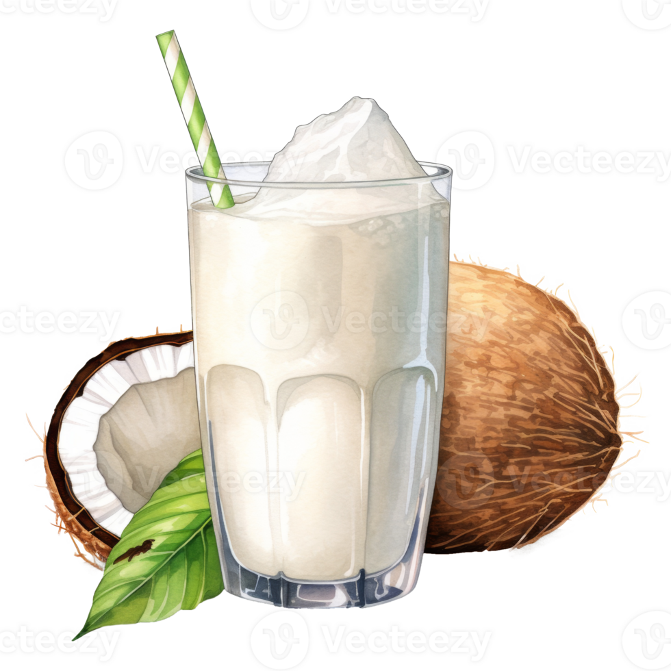 Coconut Drink Isolated Detailed Watercolor Hand Drawn Painting Illustration png