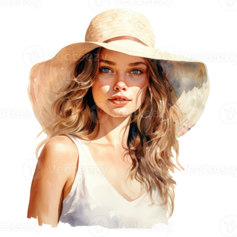 Beautiful Summer Lady Isolated Detailed Watercolor Hand Drawn Painting Illustration png