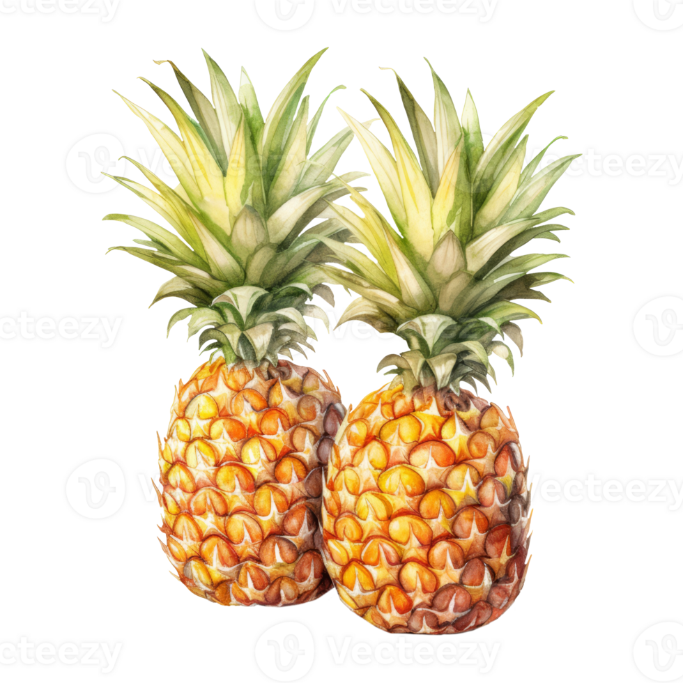 Pineapple Isolated Detailed Watercolor Hand Drawn Painting Illustration png