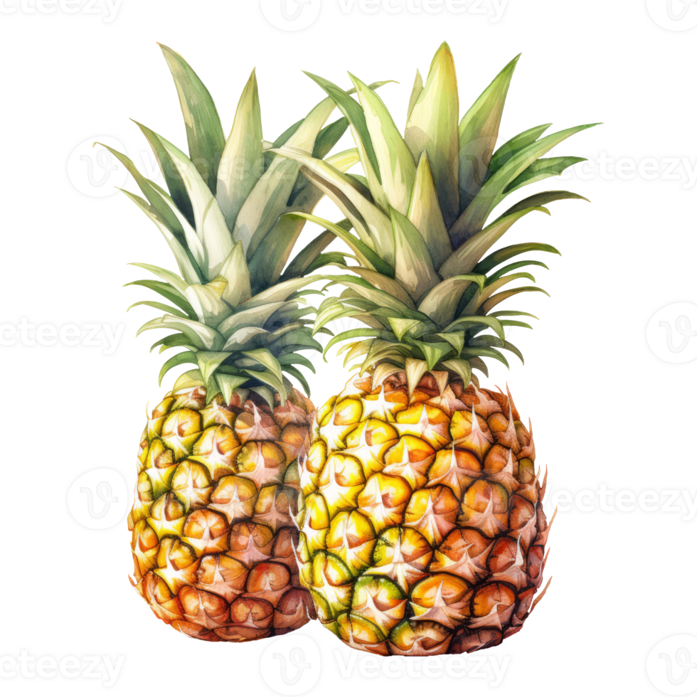 Pineapple Isolated Detailed Watercolor Hand Drawn Painting Illustration png