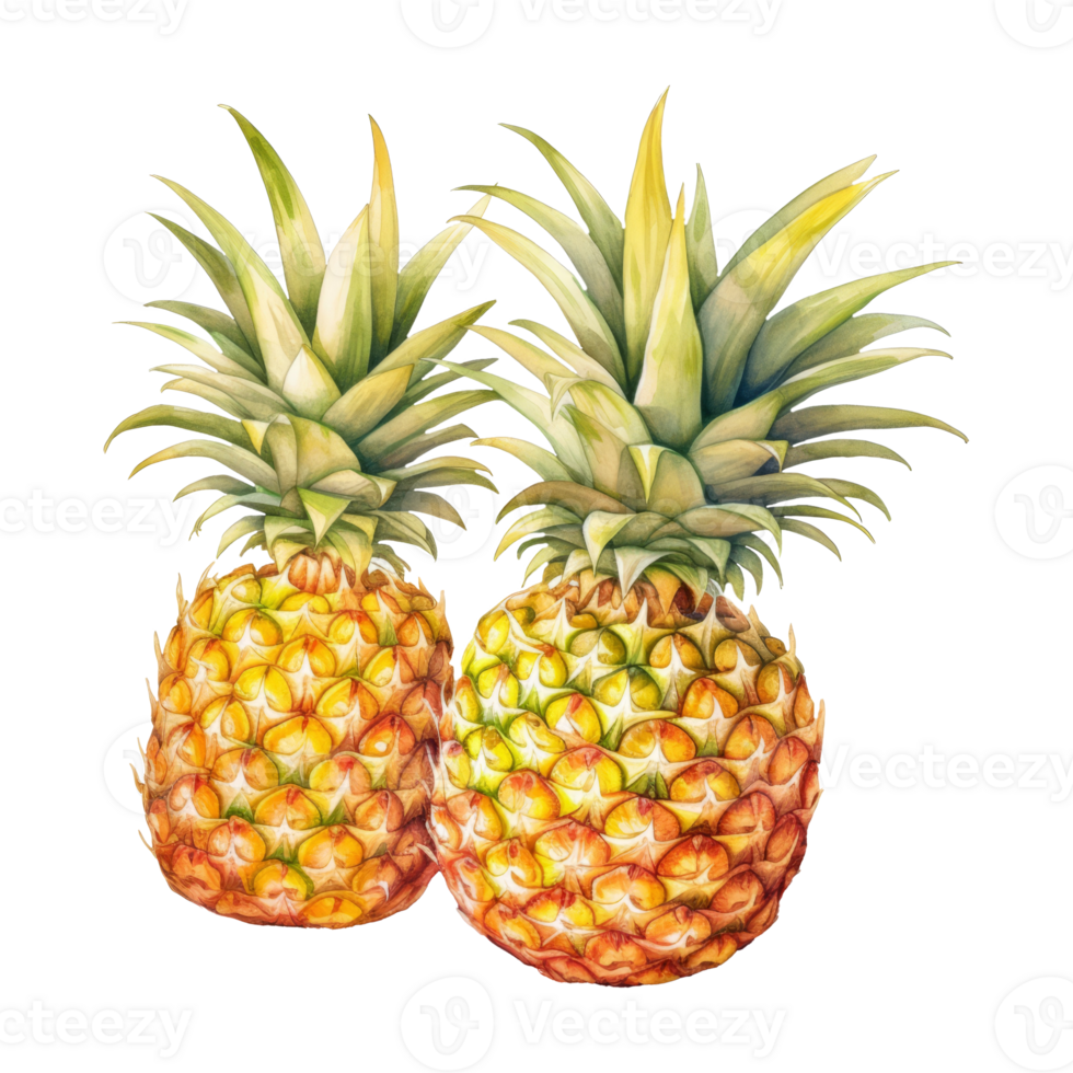 Pineapple Isolated Detailed Watercolor Hand Drawn Painting Illustration png