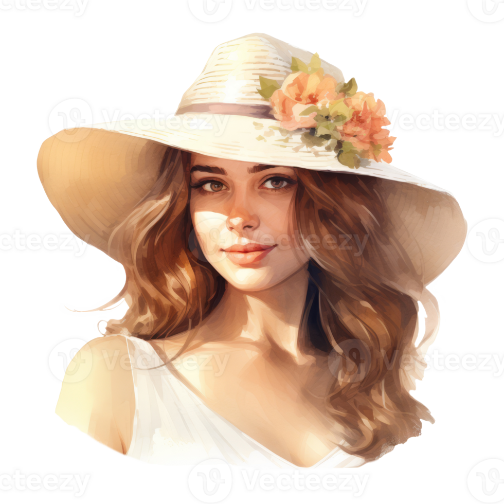 Beautiful Summer Lady Isolated Detailed Watercolor Hand Drawn Painting Illustration png
