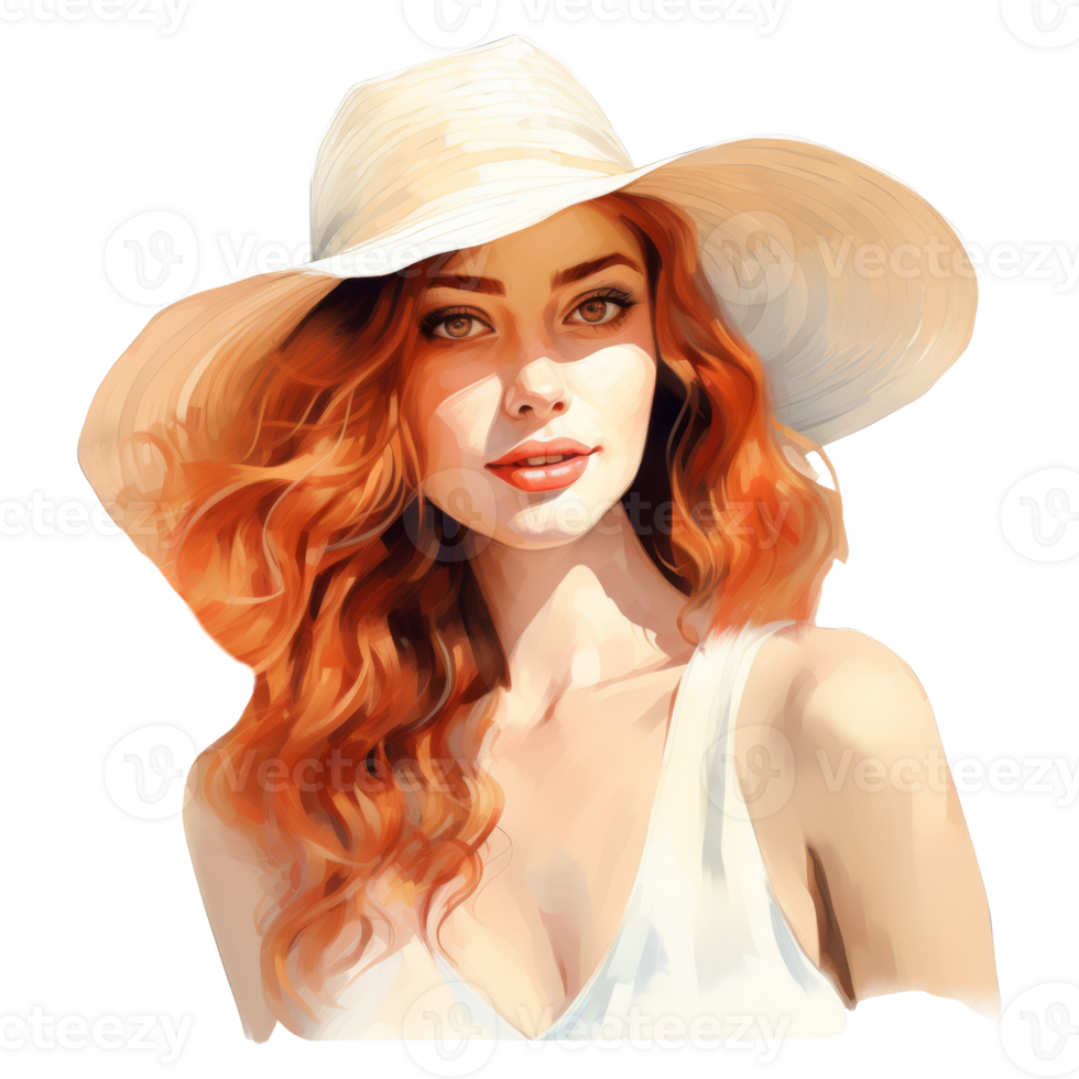 Beautiful Summer Lady Isolated Detailed Watercolor Hand Drawn Painting Illustration png