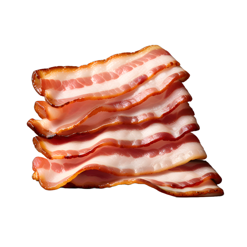 crispy bacon isolated on a white transparent background png