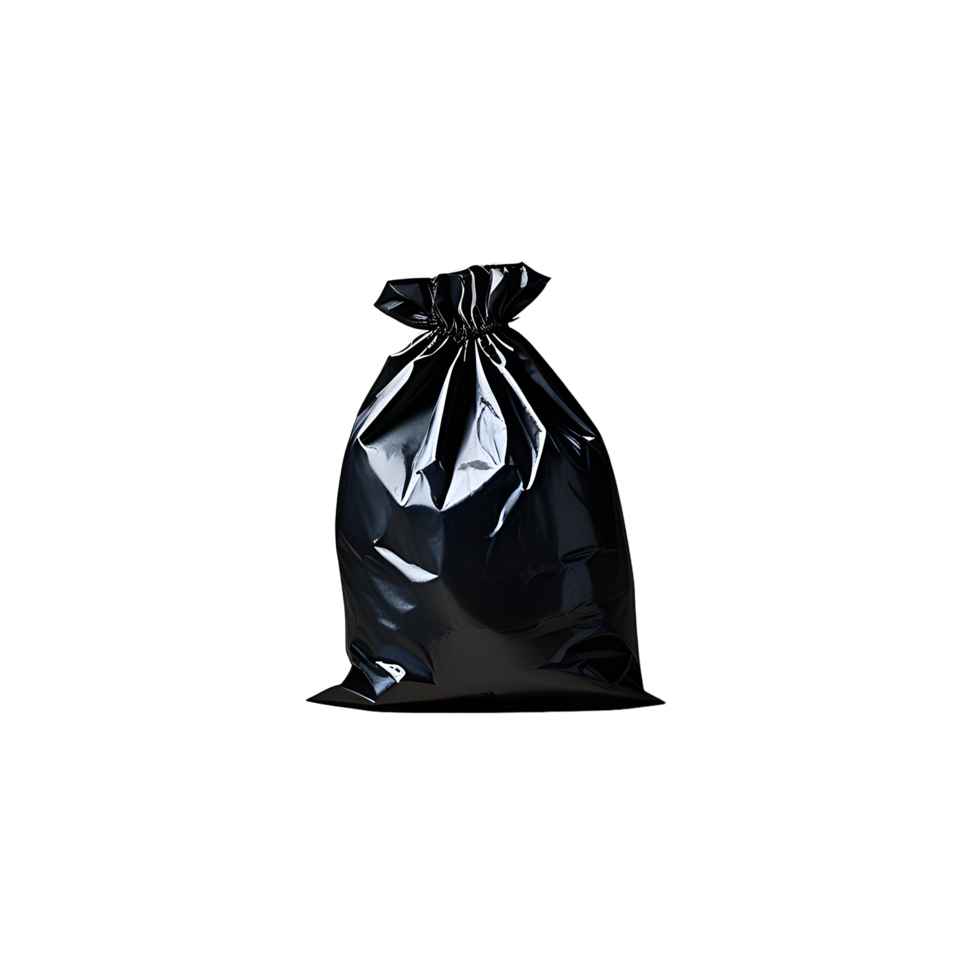 Black garbage bag isolated on transparent background png