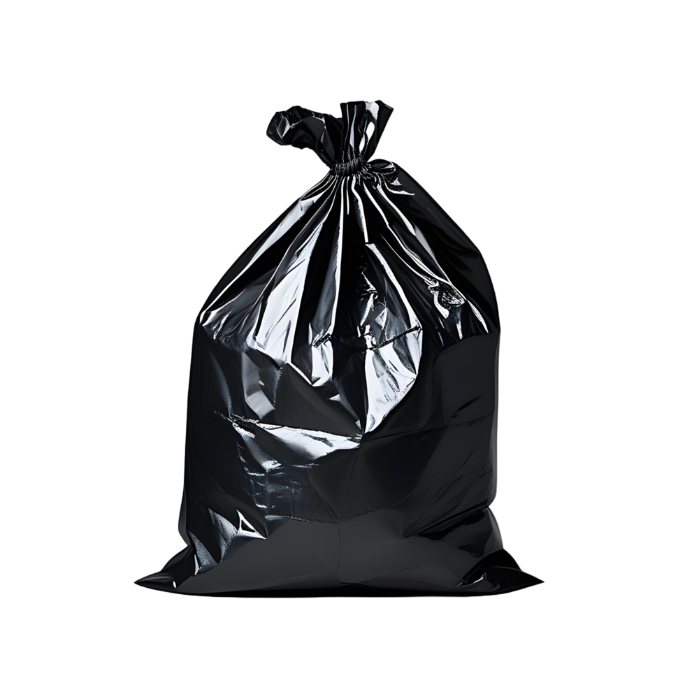Black garbage bag isolated on transparent background png