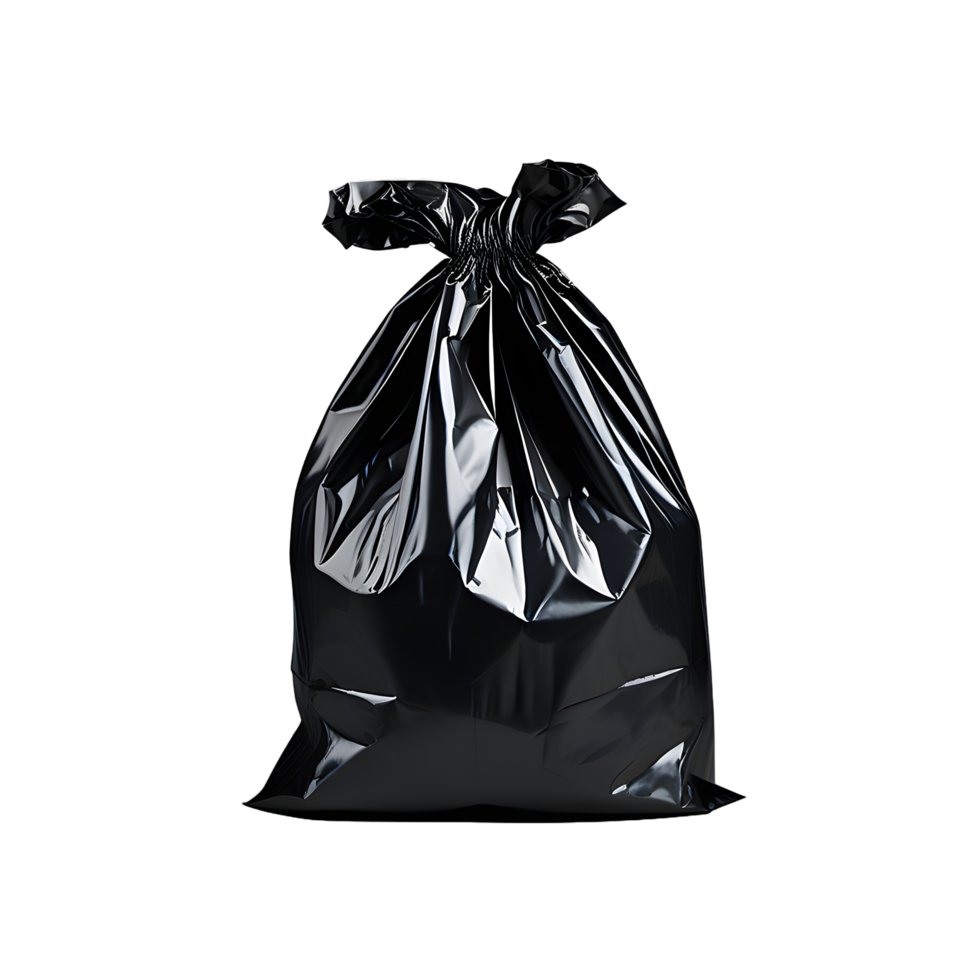 Black garbage bag isolated on transparent background png