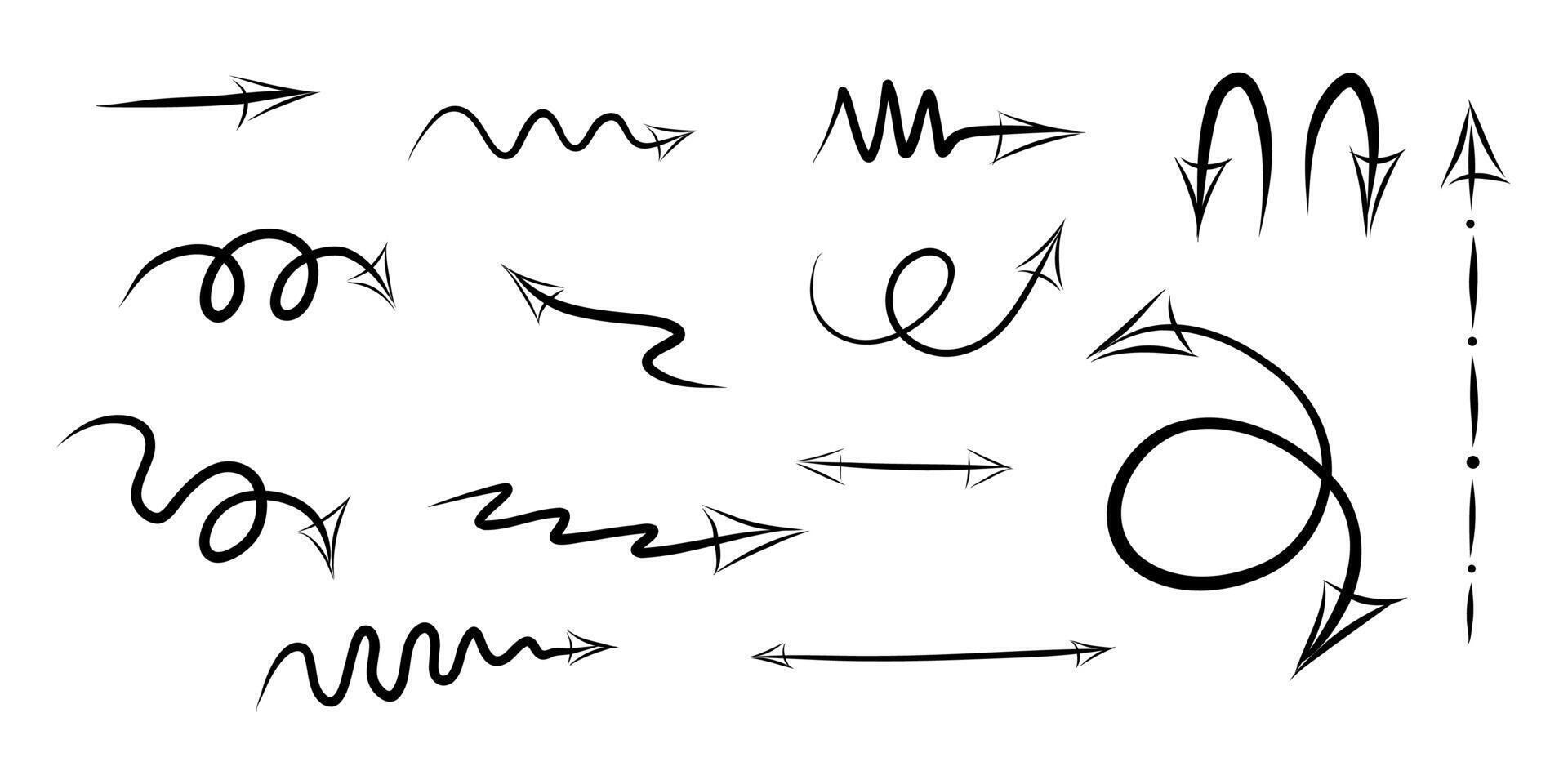 Arrows of different shapes on white background vector