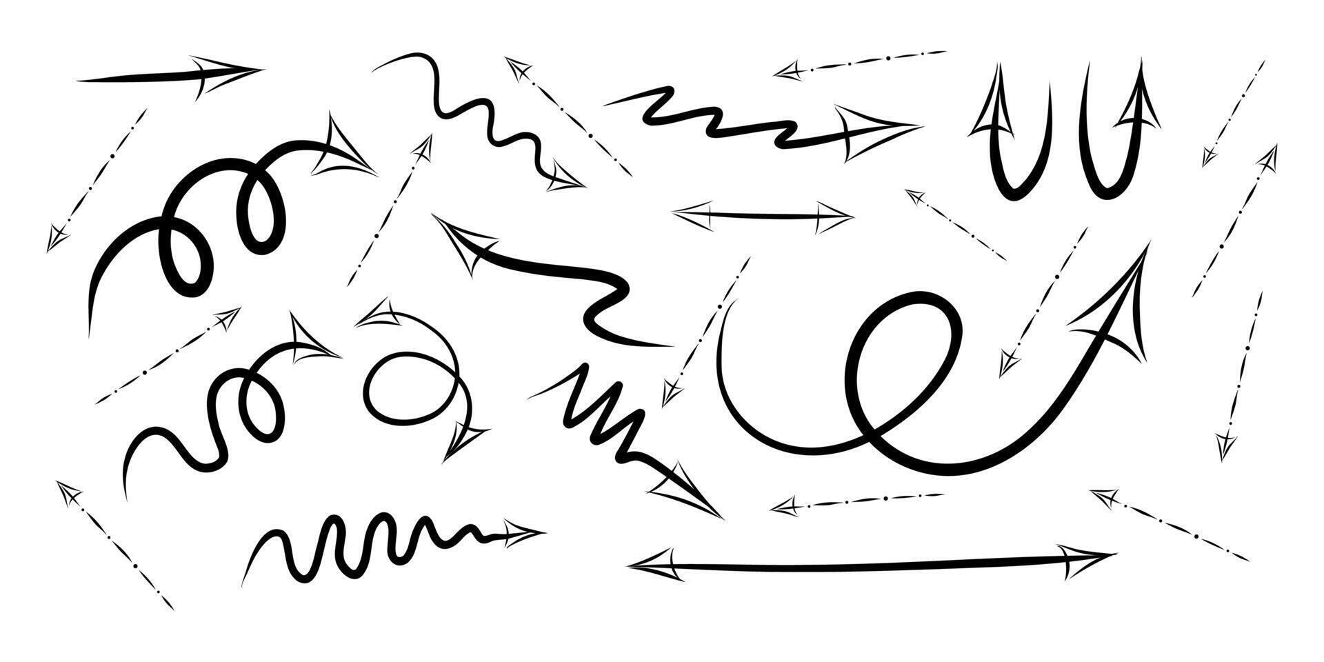Arrows of different shapes on white background vector
