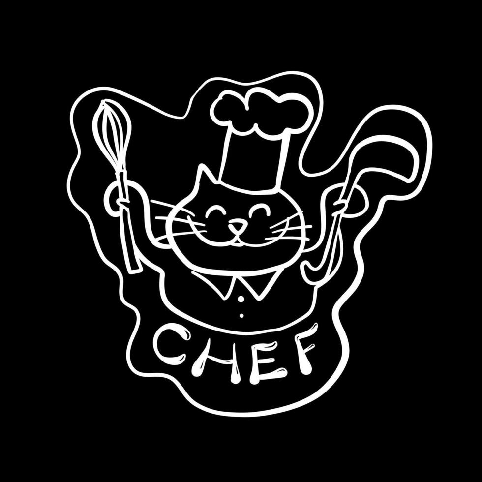 Chef Cat with Kitchen Utensils Illustration vector