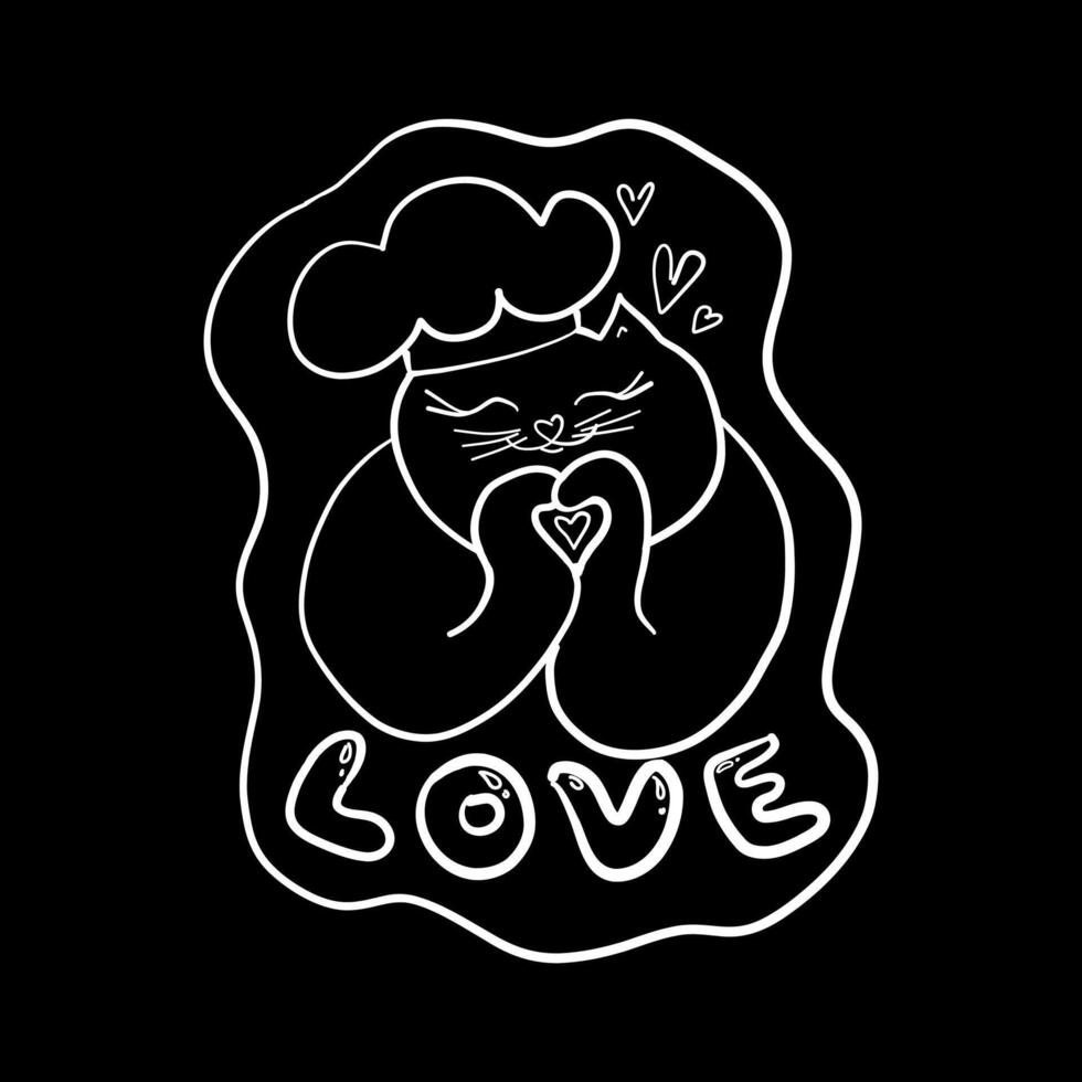 Cute Cat Chef, Sending Love with a Heart vector