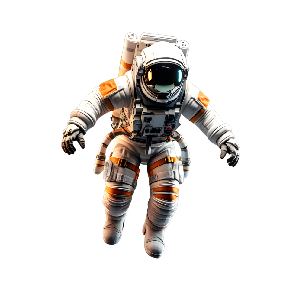astronaut space suit flying outer space isolated on white or transparent background png