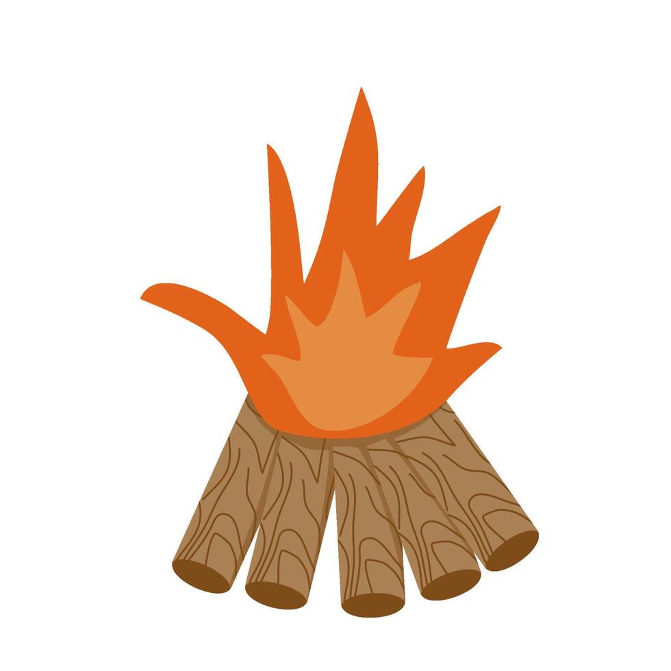 Wooden campfire illustration vector