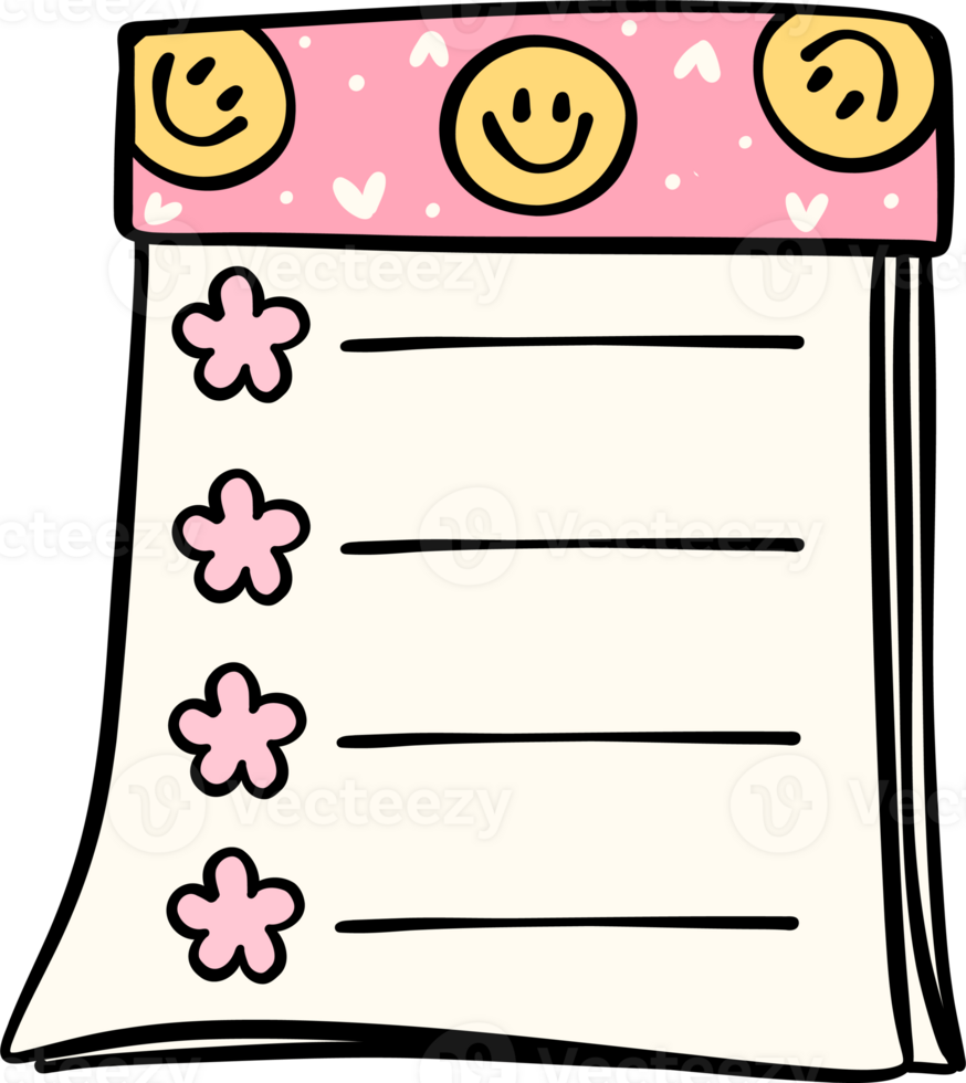 Retro groovy school book supplies back to school doodle drawing png