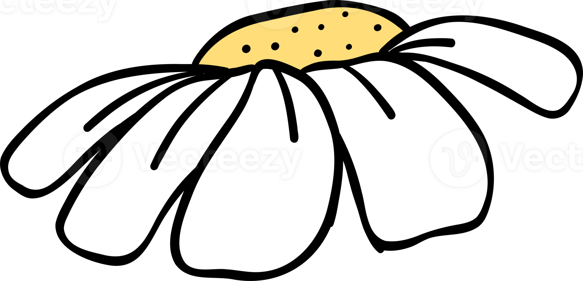 Retro flower cartoon doodle png