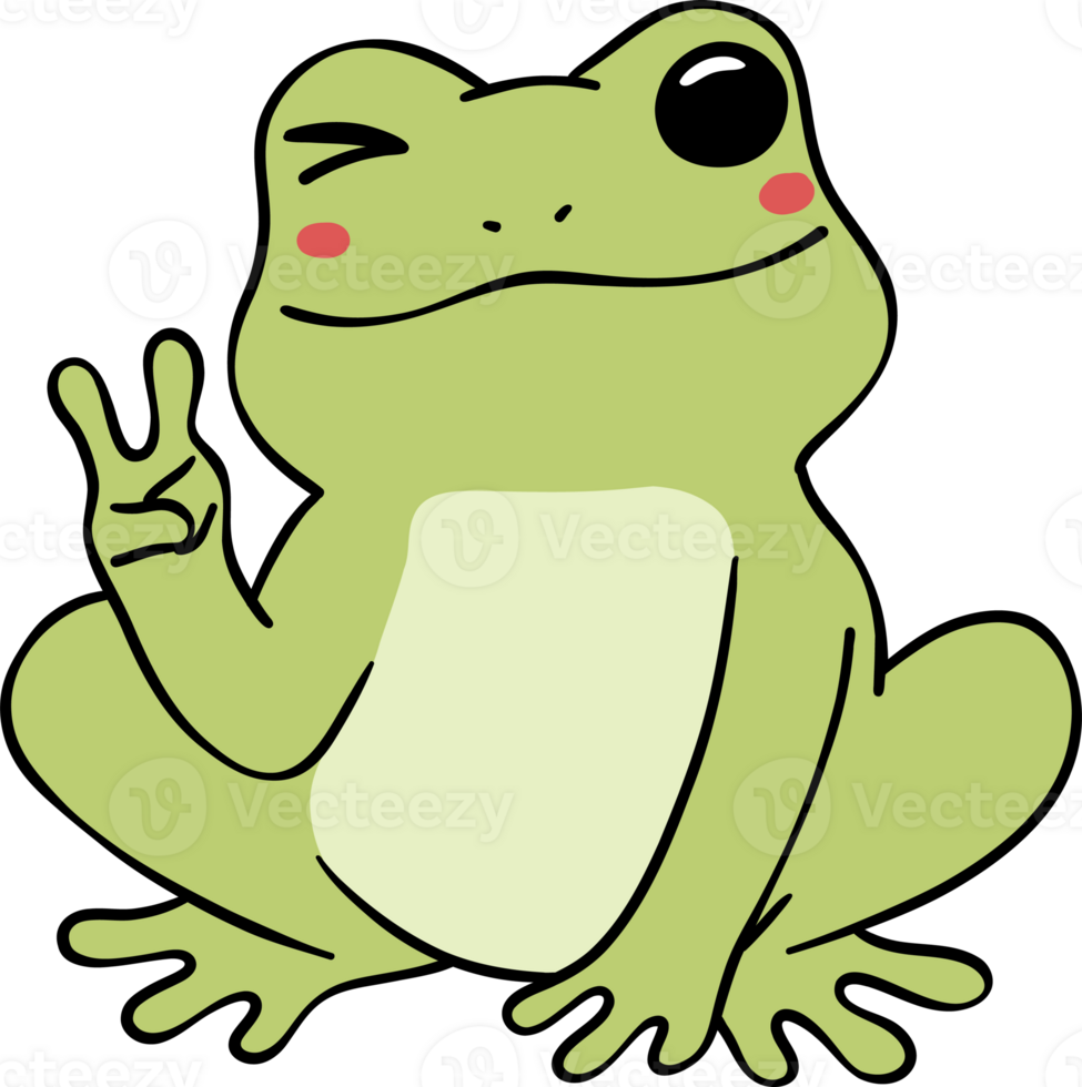 Retro Retro frog with peace sign Self Love Doodle Groovy Cartoon Character png