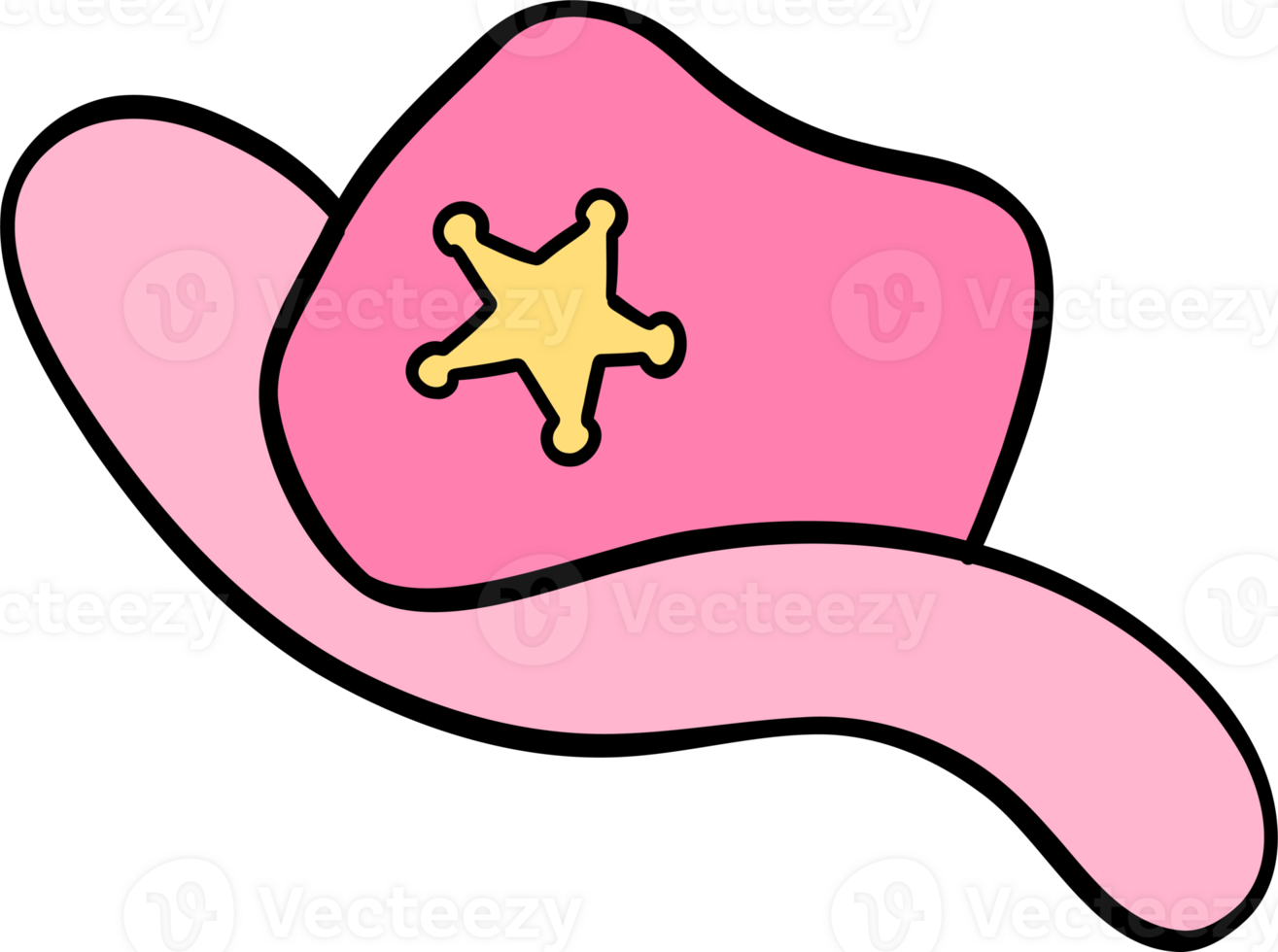 Retro groovy pink cowboy hat cartoon doodle png