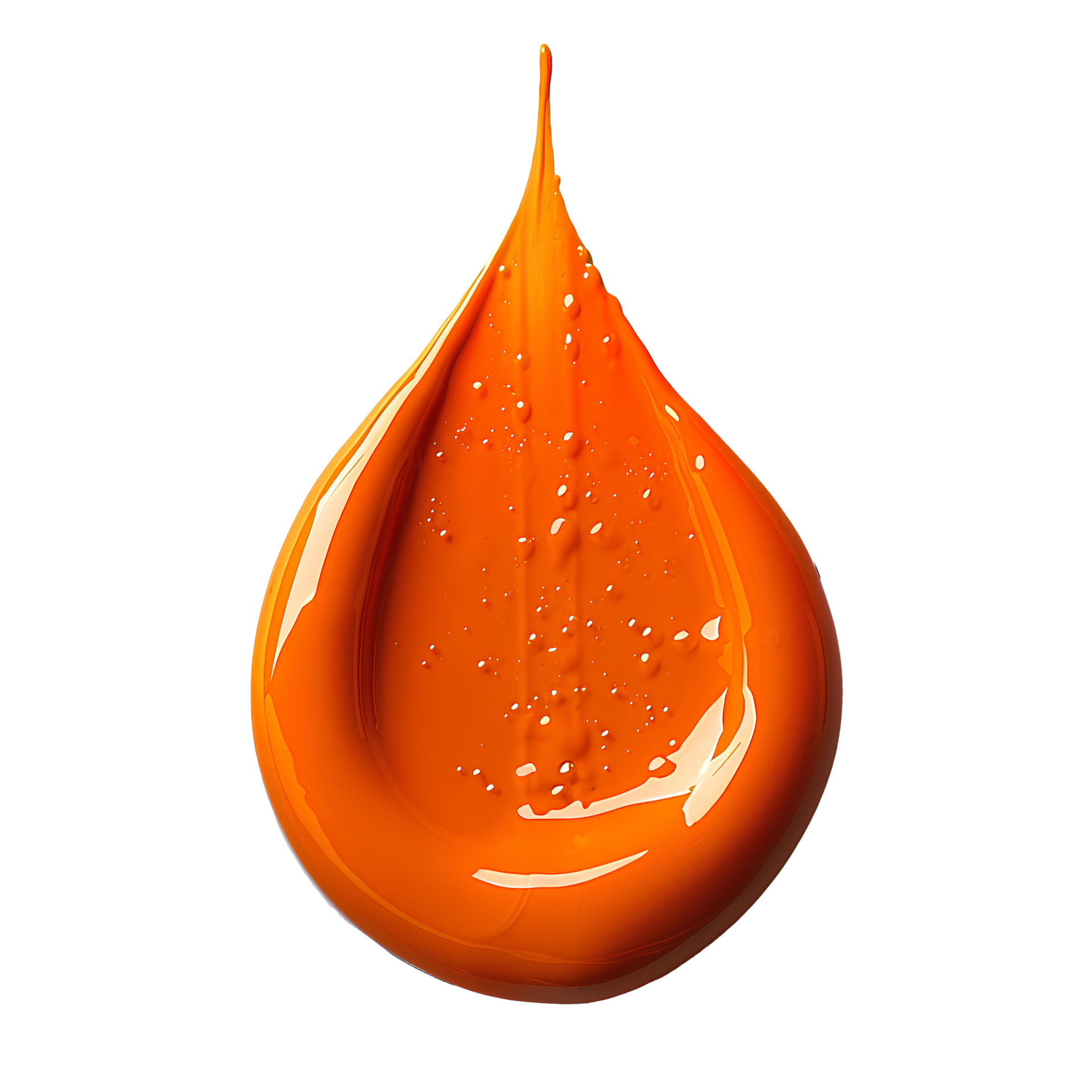 Drop of orange paint. orange liquid pigment splatter and explosion