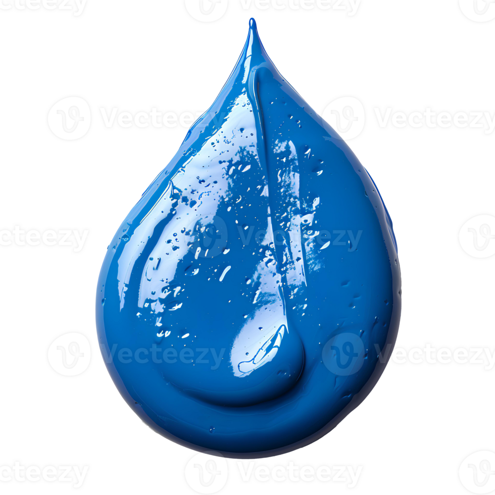 Drop of blue paint. blue liquid pigment splatter and explosion isolated. blue paint drop top view png