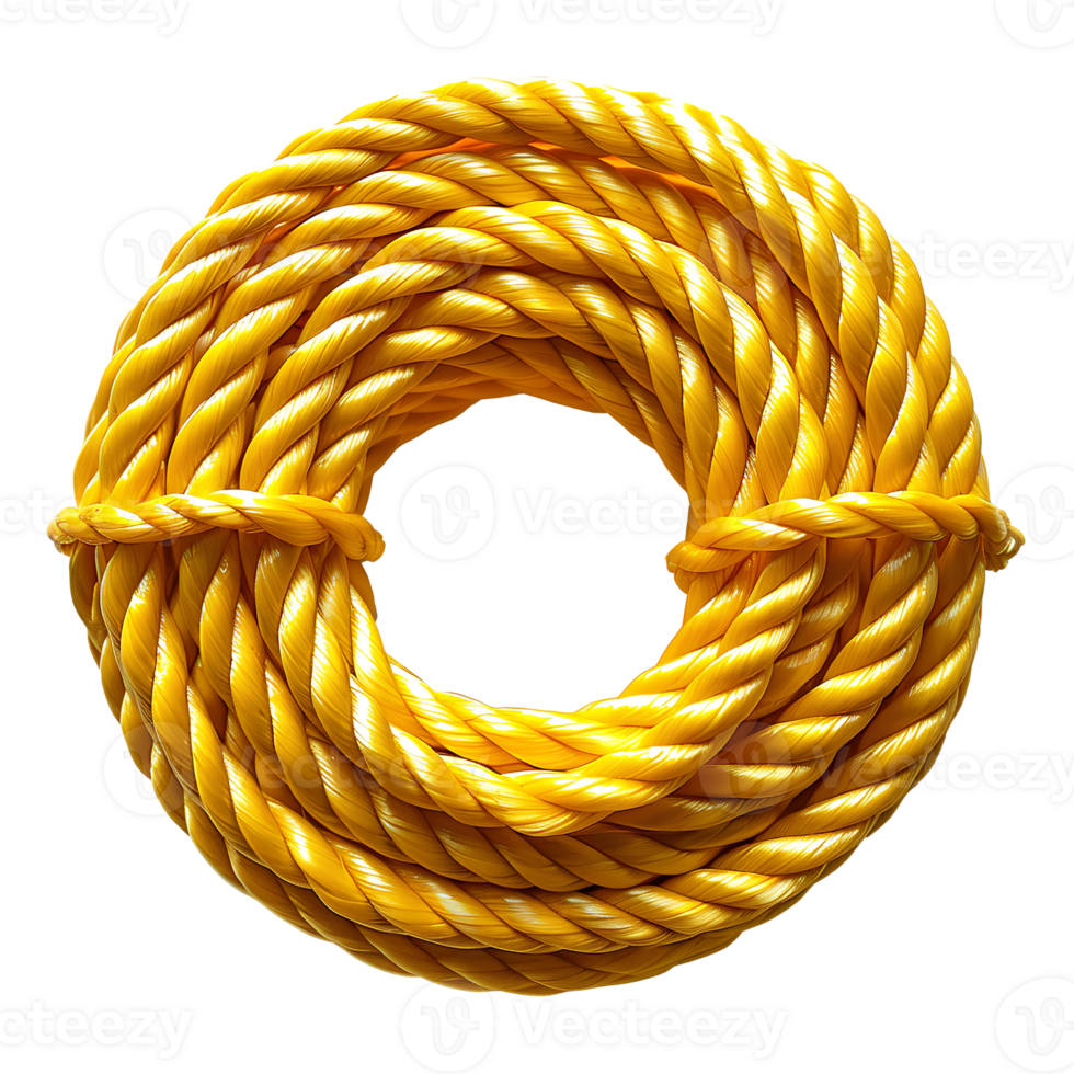 yellow rope. red cord rope isolated. yellow string top view. yellow