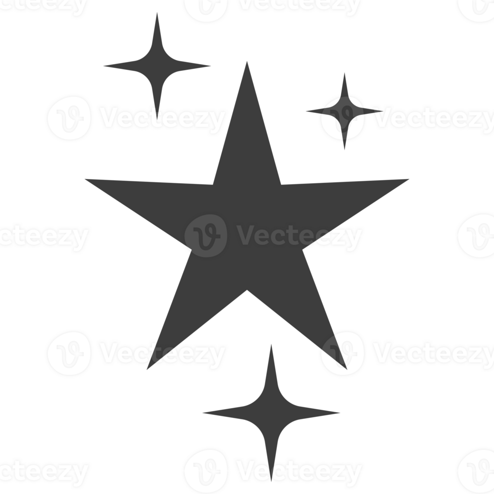 Star and twinkle icon. black starburst design and sparkle symbol. png