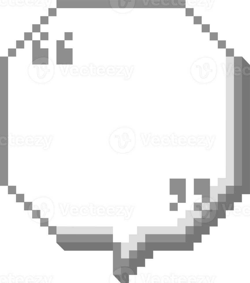 3d 8bit retro game pixel speech bubble balloon with quotation mark, icon sticker memo keyword planner text box banner png