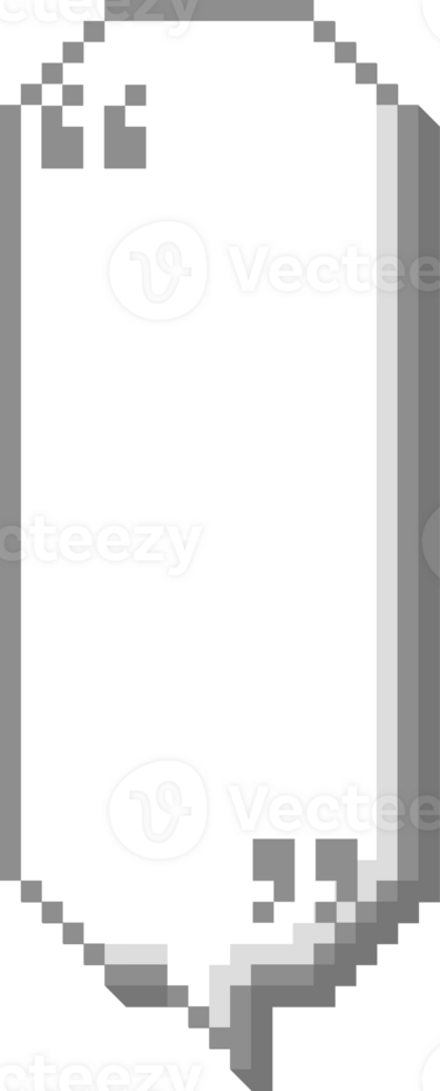 3d 8bit retro game pixel speech bubble balloon with quotation mark, icon sticker memo keyword planner text box banner png
